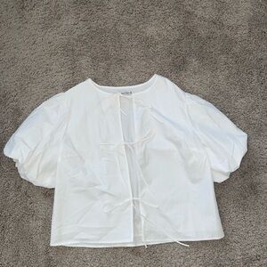 Abercrombie & Fitch White Puff Sleeve Blouse